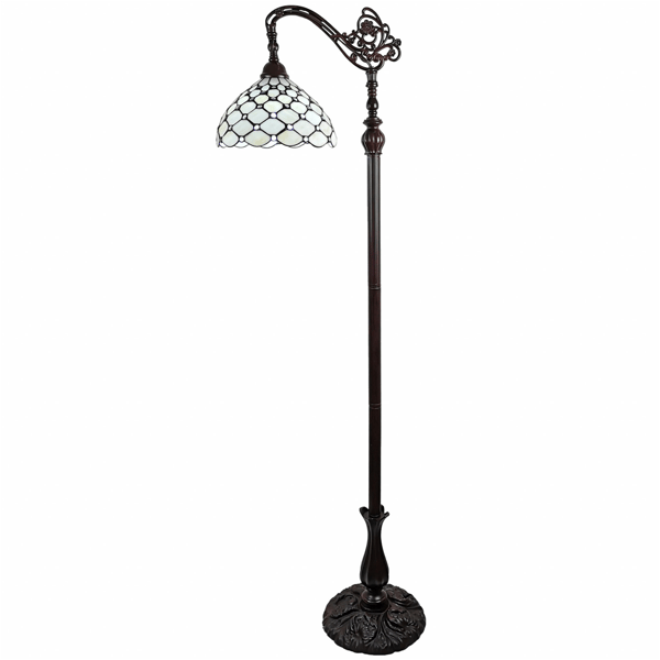 HomeRoots 62in. Brown Metal Floor Lamp with Glass Shade
