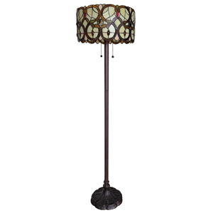 HomeRoots 63in. Beige Torchiere Floor Lamp with Glass Drum Shade