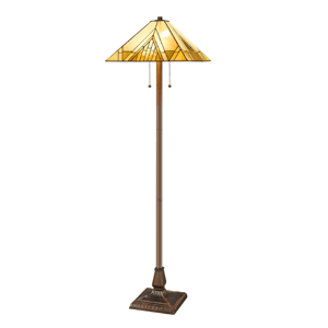 HomeRoots 62in. Two Light Stained Glass Shade Floor Lamp