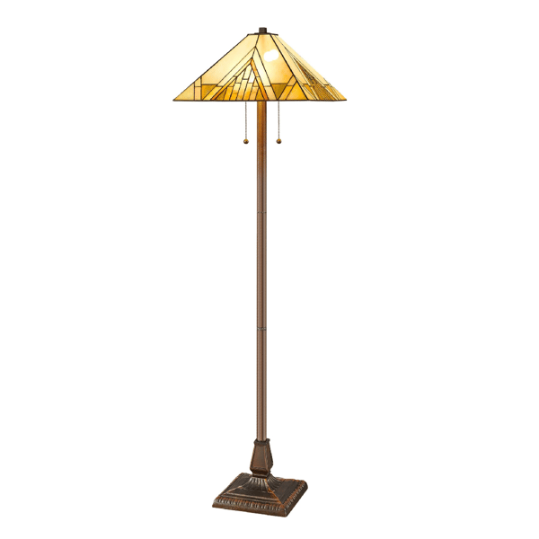 HomeRoots 62in. Two Light Stained Glass Shade Floor Lamp