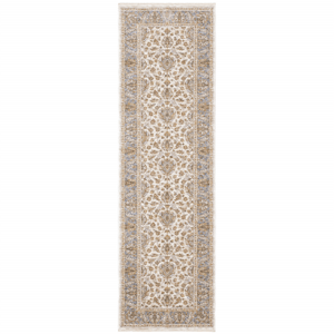 HomeRoots Ivory Oriental Power Loom Stain Resistant Runner