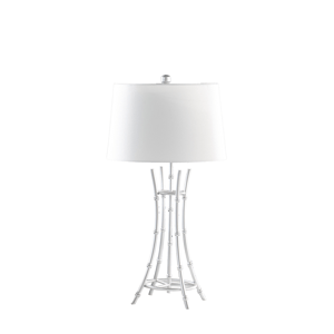 HomeRoots 29in. Silver Bamboo Design Table Lamp with Drum Shade