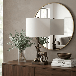 HomeRoots 20in. Bronze Mom & Baby Deer Table Lamp alternate view