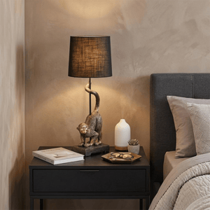 HomeRoots 24in. Antiqued Gold Monkey Table Lamp with Drum Shade alternate view