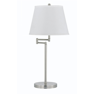 HomeRoots 28in. Nickel Metal Table Lamp with Empire Shade
