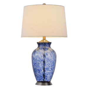 HomeRoots 28in. Blue Swirl Glass Table Lamp with Empire Shade