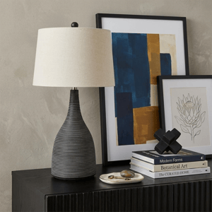 HomeRoots 29in. Black Ceramic Round Table Lamp with Empire Shade alternate view