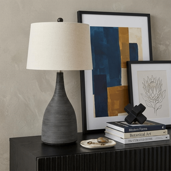 HomeRoots 29in. Black Ceramic Round Table Lamp with Empire Shade alternate view