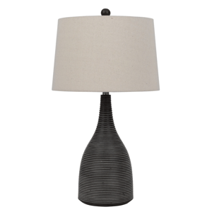 HomeRoots 29in. Black Ceramic Round Table Lamp with Empire Shade