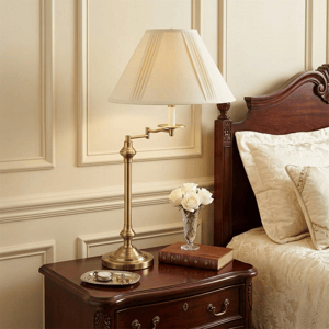 HomeRoots 30in. Bronze Swing Arm Table Lamp with Empire Shade alternate view