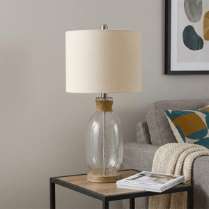 HomeRoots 26in. Brown Mason Jar Table Lamp with Drum Shade alternate view
