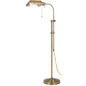 HomeRoots 57in. Brass Adjustable Traditional Shape Floor Lamp