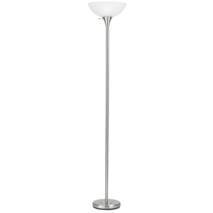 HomeRoots 70in. Nickel Torchiere Floor Lamp with Glass Dome Shade