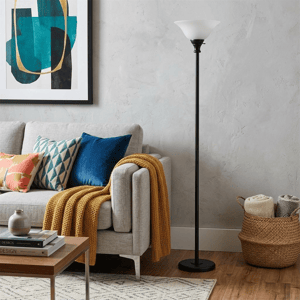 HomeRoots 71in. Black Torchiere Glass Dome Shade Floor Lamp alternate view