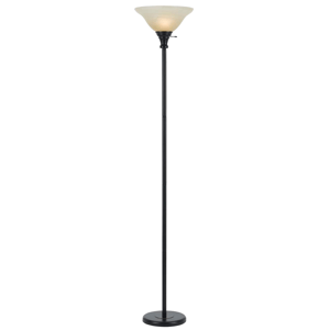 HomeRoots 71in. Bronze Torchiere Floor Lamp with Glass Shade