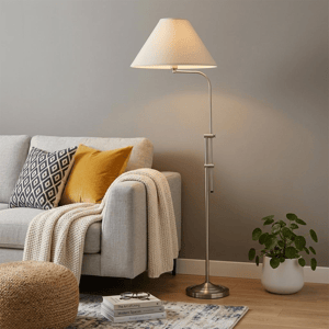 HomeRoots 68in. Adjustable Nickel Floor Lamp with Empire Shade alternate view