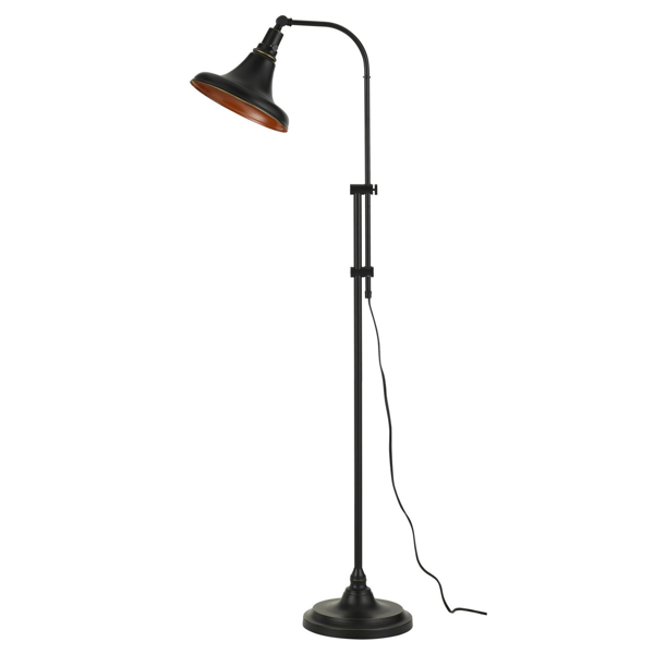 HomeRoots 58in. Bronze Adjustable Floor Lamp with Dome Shade