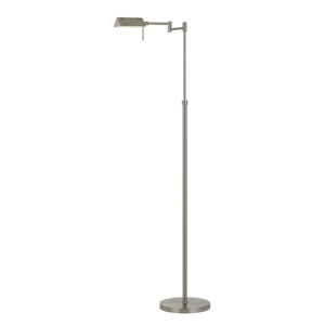 HomeRoots 61in. Nickel Adjustable Swing Arm Floor Lamp