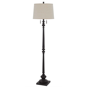 HomeRoots 63in. Rust Two Light Floor Lamp with Shade
