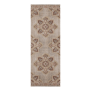 HomeRoots Beige, Rust & Teal Stain Resistant Medallion Runner