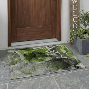 HomeRoots Green Abstract Non Skid Indoor Outdoor Accent Rug