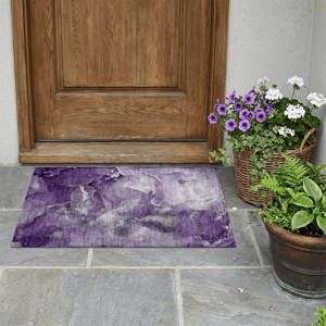 HomeRoots Grey & Purple Abstract Non Skid  Accent Rug