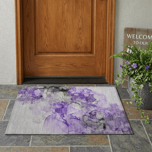 HomeRoots Purple Abstract Non Skid Indoor Outdoor Accent Rug