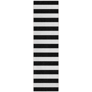 HomeRoots Black & White Stripe Non-Skid Indoor/Outdoor Runner