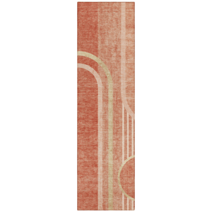 HomeRoots Salmon Abstract Washable Indoor/Outdoor Runner