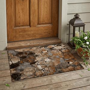 HomeRoots Chocolate Terracotta & Ivory Abstract Accent Rug