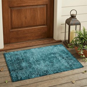 HomeRoots Abstract Teal Non Skid Indoor Outdoor Accent Rug