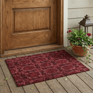 HomeRoots Burgundy & Black Floral Medallion Non Skid Accent Rug
