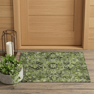 HomeRoots Olive Green & Dark Green Oriental Non Skid Accent Rug