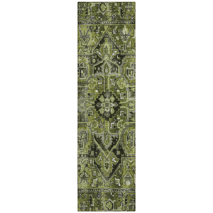 HomeRoots Green Oriental Non-Skid Indoor/Outdoor Runner Rug