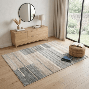 HomeRoots Modern Grey & Brown Abstract Rectangular Area Rug alternate view