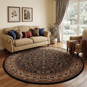 HomeRoots Blue & Red Oriental Round Rug