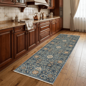 HomeRoots Stain Resistant Blue & Rust Medallion Runner alternate view