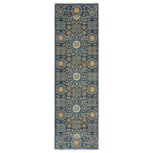 HomeRoots Stain Resistant Blue & Rust Medallion Runner