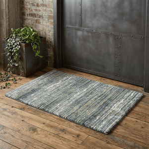 HomeRoots Green & Blue Geometric Distressed Accent Rug