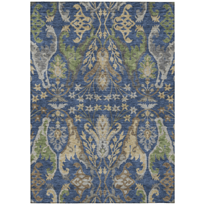 HomeRoots Blue Floral Washable Indoor/Outdoor Area Rug