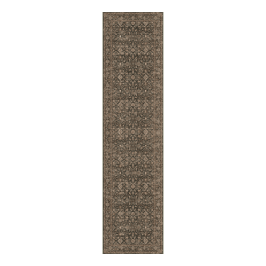 HomeRoots Brown & Beige Floral Medallion Washable Runner Rug