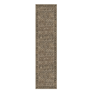 HomeRoots Brown Stain Resistant Washable Floral Medallion Runner