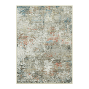 HomeRoots Ivory Light Green & Blue Abstract Washable Area Rug
