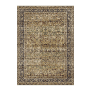 HomeRoots Brown Beige & Green Floral Medallion Washable Area Rug