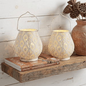 HomeRoots Pierced Geometric Cordless Lantern Lamps - Set of Two alternate view