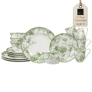 222 Fifth Adelaide Moss 16pc. Porcelain Dinnerware Set Green