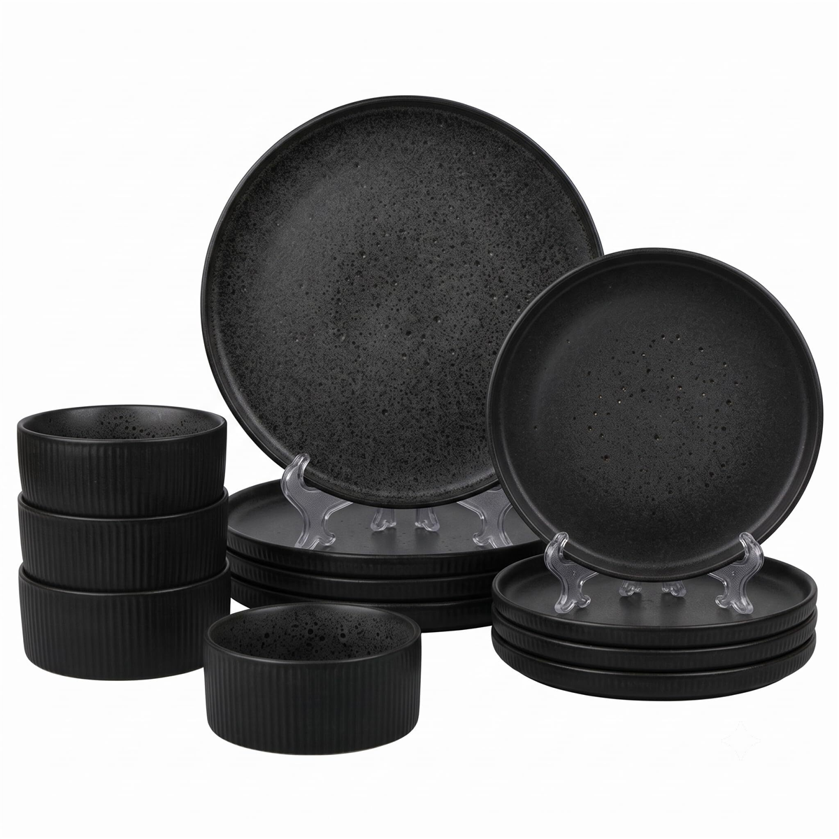 Sango Anderson Stoneware 12 Pc. Dinnerware Set, Service for 4 - Black