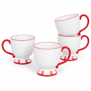 Sango Splash of Cheers 16oz. Red & White Coffee Mugs - Set of 4