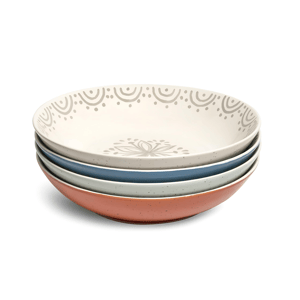 Sango Siterra Glazed Garden Speckled Floral Pasta Bowls -Set of 4