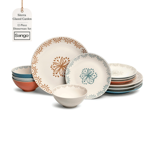 Sango Siterra Glazed Garden 12pc. Floral Dinnerware - Set for 4